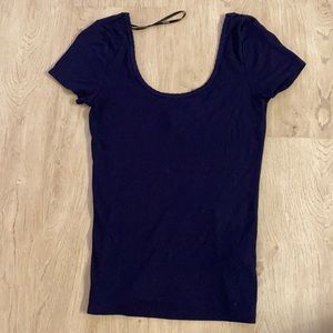 Navy blue- tight but stretchy crop top